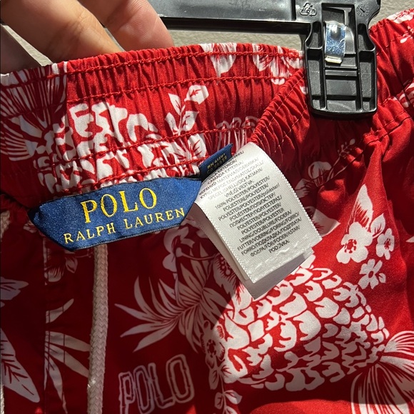 Polo by Ralph Lauren Red Tropical Men's Swim Trunks - Picture 2 of 5